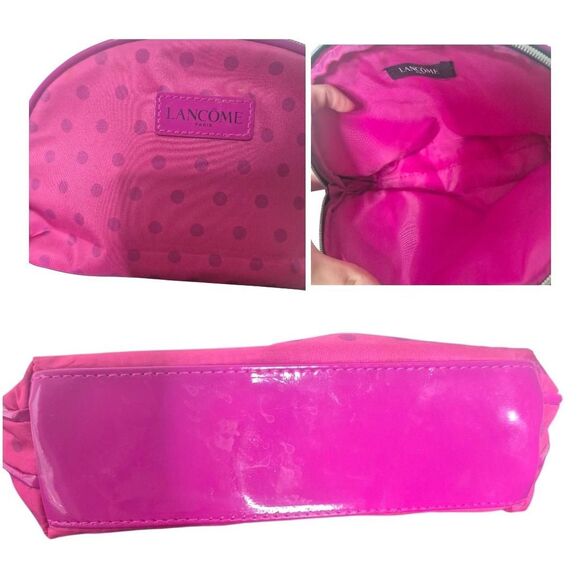 Lancome Pink Polka Dot Makeup Bag with Black Flower Detail - Picture 3 of 3